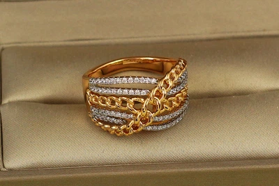 Кільце Xuping Jewelry Королівський ланцюг з родієм р 19 золотисте
