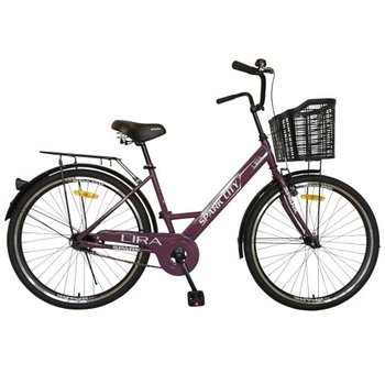 Велосипед SPARK CITY LIRA (колеса - 26", стальная рама - 17") с корзиной сливовой