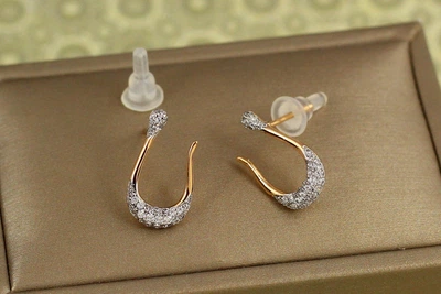 Серьги гвоздики Xuping Jewelry подкова с родием 1,7 см золотистые