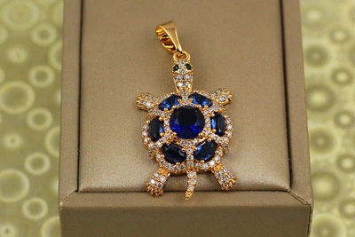 Кулон Xuping Jewelry черепашка с синим камнем 3,2 см золотистый