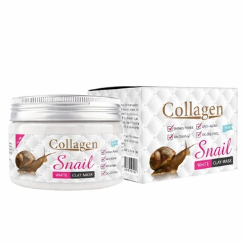 Маска для лица с белой глиной и муцином улитки Collagen