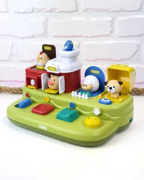Игра FT 0059 «Шумная ферма» — обучающая, домашние животные, звуки, стихи, песенка, Pop-up, подвижные элементы.