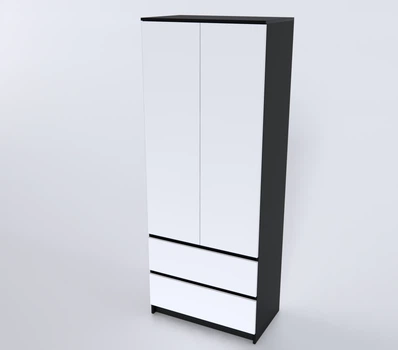Шафа розпашна для одягу Terra 780*470*2000 з полицею, штангою та шухлядами Білий/Антрацит