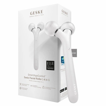 Электронный ультразвуковой ролик для лица GESKE Sonic Facial Roller 4в1 белый