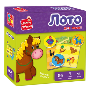 Настільна гра лото Ферма Vladi Toys VT2100-08 розвиваюча гра для дітей 3-5 років тварини
