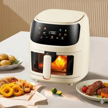 Мультипіч Air Fryer SilverCrest QF606, аерогриль 8 л, молочний