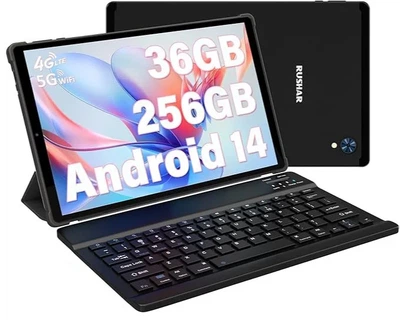 Планшет 10.4" Full HD RUSHAR P107 12+24/256Gb 4G 2-SIM 8 ядер Android 14 8000 mAh Чорний Б/В