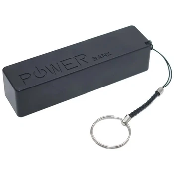 Корпус міні-повербанку DIY Rectangular під АКБ 1*18650 до 3400 mAh, USB-A, МicroUSB, 5V 2A, BLACK-WHITE