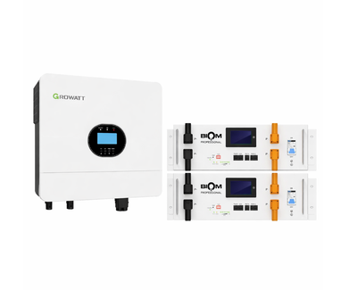 Комплект автономного енергопостачання інвертор Growatt SPF 6000 ES Plus 6 кВт + два акумулятори Biom Professional BALFP-R512100-UNI 5.12 кВт·год White