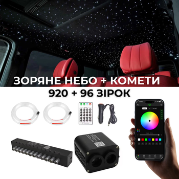 Звездное небо (920 точек) + кометы (96 точек RGB) на все марки авто