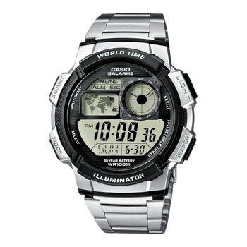 Чоловічий цифровий годинник Casio AE-1000WD-1A на сталевому браслеті, водозахист 100 м