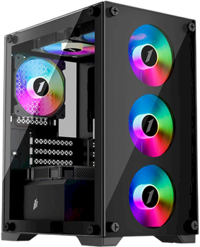 Корпус 1stPlayer X2-M-BK-4F7 ARGB Black