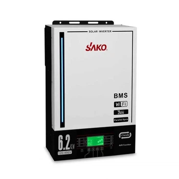 Гибридный инвертор Sako SUNPOLO King 6.2kW, 48V, 1 фаза, AVR (стабилизатор), MPPT, WiFi