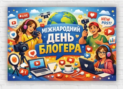 Бумажный плакат "Международный День Блогера" 110х75 см