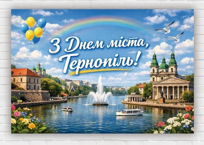 Бумажный плакат "С Днем города – Тернополь" 110х75 см
