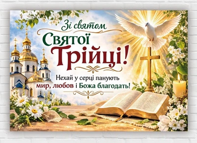 Бумажный плакат "Праздник Троицы" 110х75 см