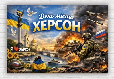 Бумажный плакат "С Днем города – Херсон" 110х75 см