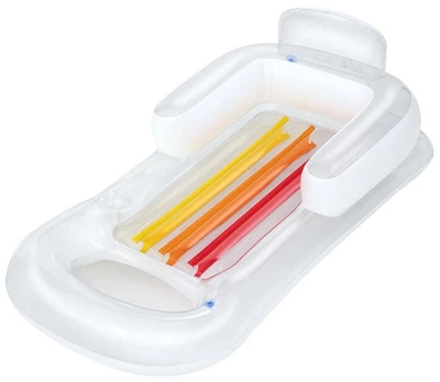 Матрац надувний пляжний Bestway зі спинкою та підлокітниками 161 x 84 см Білий (6941607386279)