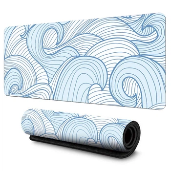 Игровой Коврик для Мыши 900x400x4мм (XXL) Дизайн Sea Waves. Гладкая Поверхность, Прорезиненный. Толщина 4 мм