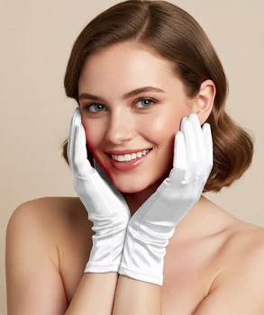 Елегантні жіночі рукавички короткі для фотосесії та свята Honey Fashion Accessories XS/S/M білий (7-25)