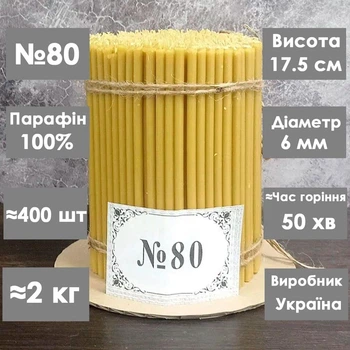Свечи парафиновые №80 / 2кг / 400шт / 17.5см