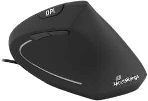 Mysz MediaRange Wired 5-Button Ergonomic USB Black (MROS230)