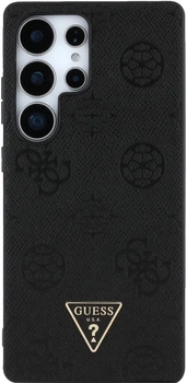 Etui Guess Grained Hot Stamp Peony Pattern Triangle Logo MagSafe do Samsung Galaxy S25 Ultra Czarne (3666339449230)