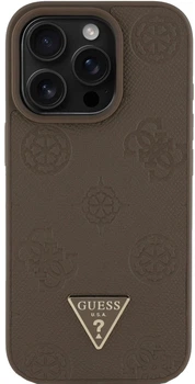 Etui Guess Grained Hot Stamp Peony Triangle Logo MagSafe do Apple iPhone 16 Pro Brązowe (3666339427849)