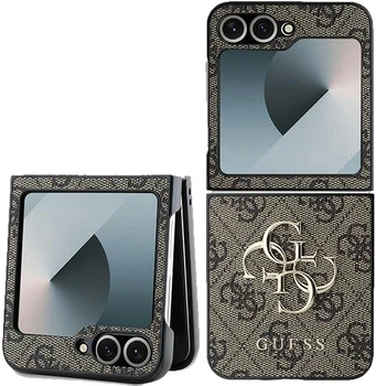 Etui Guess Leather 4G Metal Logo do Samsung Galaxy Z Flip 6 Brązowe (3666339313142)