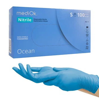 Рукавички нітрилові Mediok Ocean розмір S блакитні 100 шт