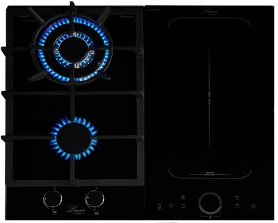 Комбінована HI Light - газова варильна поверхня Luxor Modul LPGE 3420 + уголок для безпечного підключення у подарунок, чорний