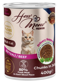 Вологий корм для дорослих котів Хау Мяу How Meow з яловичиною 400г
