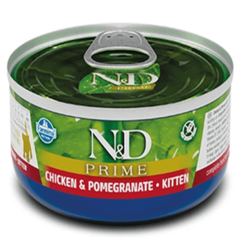 Вологий корм без кормів Farmina N&D Grain Free Prime Chicken Kitten з куркою та гранатом для котят, 70 г