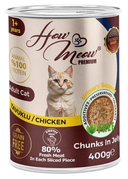Повнораціонний волого корм для дорослих котів Хау Мяу How Meow з куркою 400г