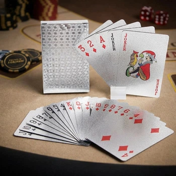 Голографічні гральні карти для покеру Luxury Poker Cards Silver 54 шт