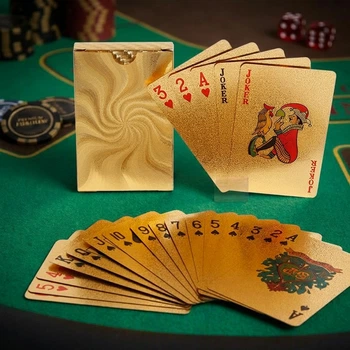 Голографічні гральні карти для покеру Luxury Poker Cards Gold 54 шт