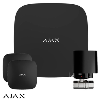 Система защиты от протечек Ajax Hub 2 (2G) Black (2 датчика, 1 кран 3/4") (Hub2Black/2G/2LP/1WaterStop20)
