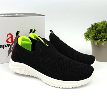 Текстильні кросівки, мокасини для хлопчика Apawwa (Z2401P black-green) розмір 32, 21 см