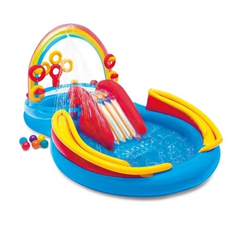 Детский игровой центр-бассейн с горкой и фонтаном Intex 57453 Радуга 297×193×135 см