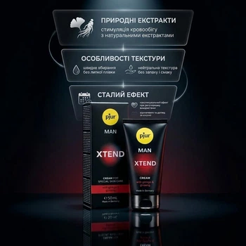 Чоловічий стимулюючий крем pjur MAN Xtend Cream 50 мл з гінкго та женьшенем збуджуючий засіб для пеніса підвищення тонусу та витривалості
