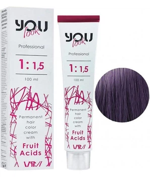 Стойкая краска для волос с фруктовыми кислотами Фиолетовый You Look Professional Permanent Hair Color Cream With Fruit Acids 100 мл