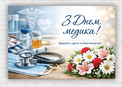 Бумажный плакат "День медика" 110х75 см