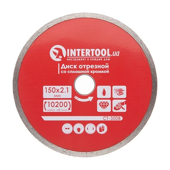 Диск отрезной алмазный по плитке, со сплошной кромкой 150мм, 22-24% INTERTOOL CT-3008
