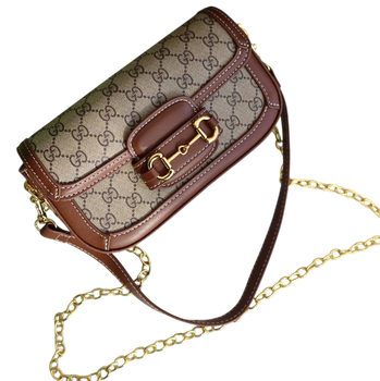 Сумка женская Gucci Horsebit 1955 коричневая Гуччи mini size (002)