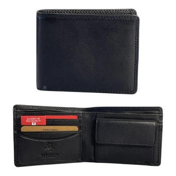 Мужское кожаное портмоне Visconti HT7 Stamford Black — Натуральная кожа, RFID-защита, Slim-дизайн, Черное