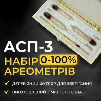 Набор ареометров (спиртометров) АСП-3 в деревянной коробке