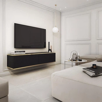 Тумба под телевизор навесная Perfect Home Оро/Oro 2-дверная RTV135 MDF Черный (PFH-091355)