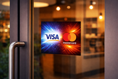 Наклейка "Visa/mastercard", 10х10 см. плівка, УФ друк