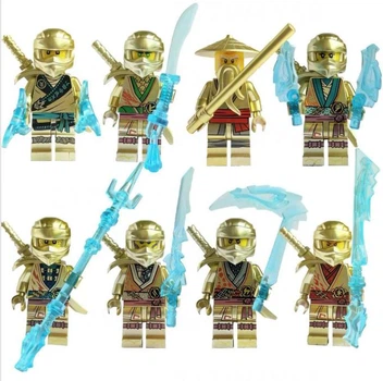 Набір золотих ніндзя мініфігурок, фігурки ніндзя Ninjago, ігровий набір з аксесуарами – 8 шт N4