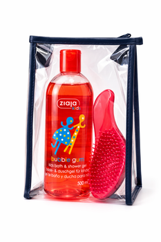 Подарунковий дитячий набір Ziaja Kids Bubble Gum: гель для душу та піна для ванни 500 мл + щітка для волосся